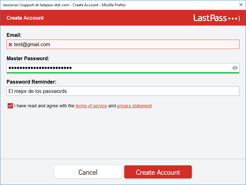 Crearse una cuenta en LastPass