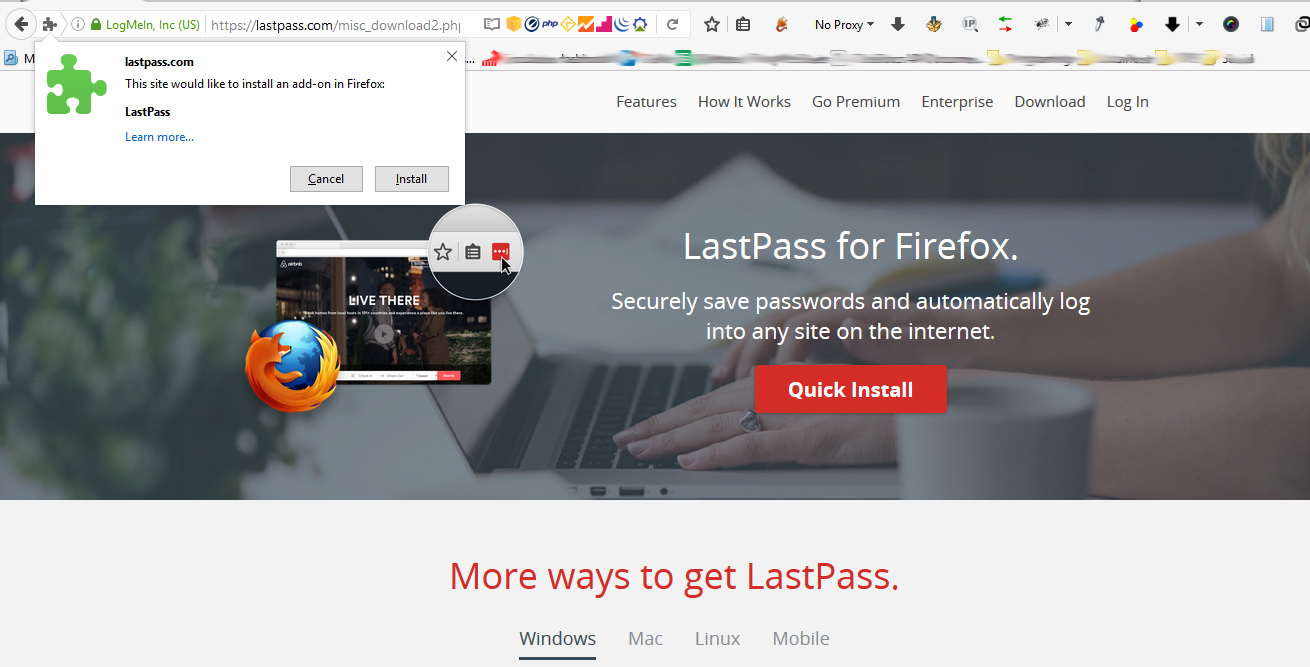 Instalación de LastPass en firefox