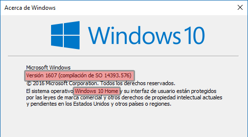 Windows 10 - Winver