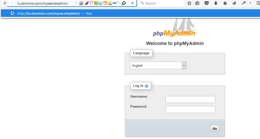 Cómo cambiar la URL de inicio de sesión de phpMyAdmin